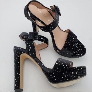 Madden Girl Platform Heels, Silver Glitter Black Heels